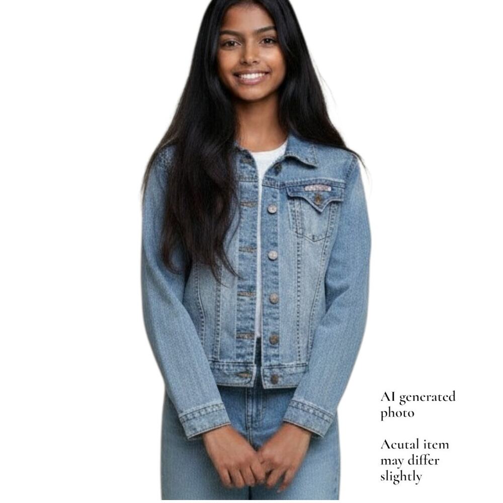 Hudson Distressed Light Wash Denim Jean Stretch Jacket Women XS Young Women XL